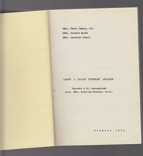 Lasery a jejich fyzikální aplikace