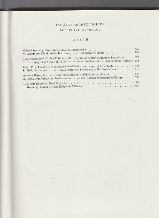  Památky archeologické / ročník LVI 1965 sv. 2