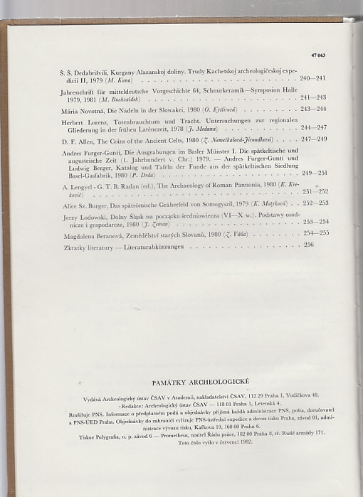 Památky archeologické / ročník LXXIII 1982 číslo 1