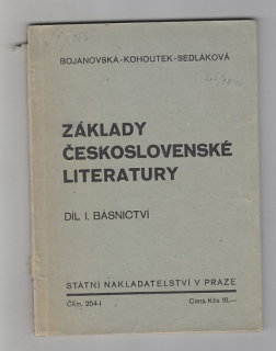 Základy československé literatury / díl básnictví