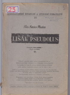 Lišák Pseudolus / komedie o šesti scénách